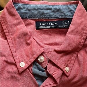 Nautica Men's Casual Red Button-Down Shirt
